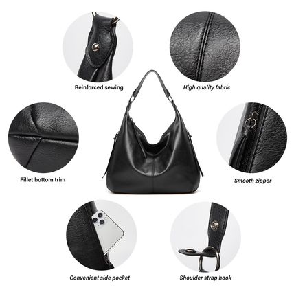 Women Shoulder Bags Tote Satchel Hobo 3pcs Purse Set Black