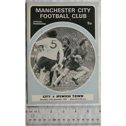 1971 programme Manchester City v. Ipswich Town