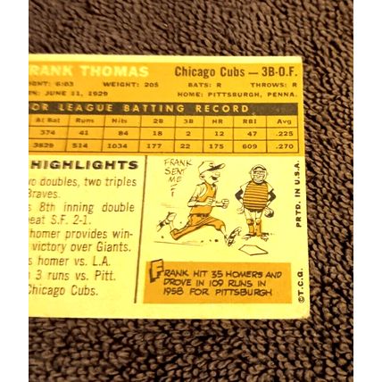 1960 Topps 95 Frank Thomas Chicago Cubs Third Base 5.0 FN Light Crease