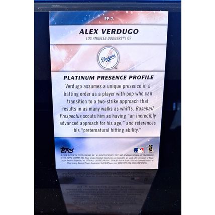 ALEX VERDUGO 2018 TOPPS BOWMAN PLATINUM PRESENCE BASEBALL CARD #PP-7