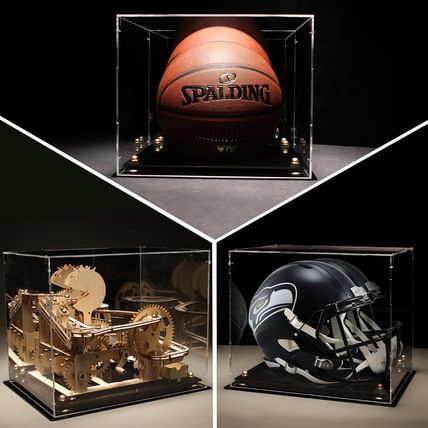 Putros Football Helmet Display Case Full Size with Mirror Back and Black Base Ac