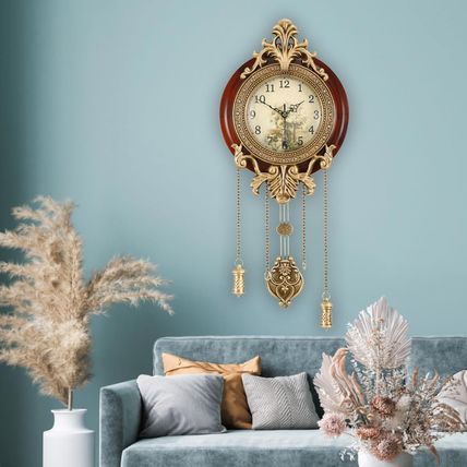 Aero Snail Dia 9-Inch Retro Style Vintage Wood Indoor Wall Clock with Swinging P