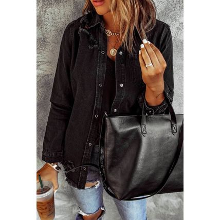 Black Ripped Denim Jacket