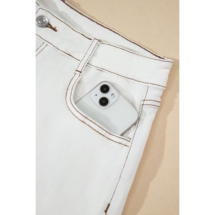 White Raw Hem High Waist Denim Shorts