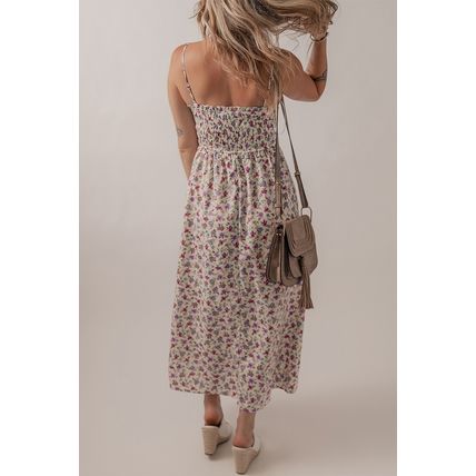 Multicolour Bohemian Ditsy Floral Smocked Fit Flare Sundress