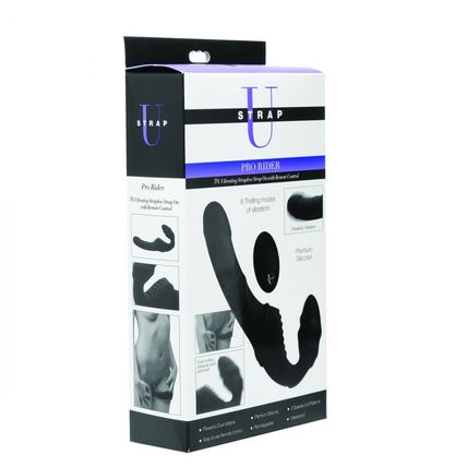 Pro Rider 9X Vibrating Silicone Strapless Strap On w Remote Control Pegging Vibe