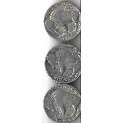 Lot of 3 1920 US Buffalo Nickel G