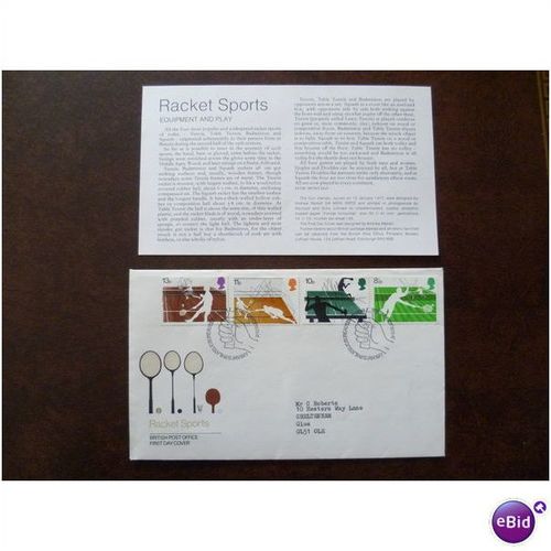 1977 GB Racket Sports PO First Day Cover Special Bureau