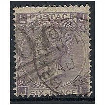 1865 SG97 6d Lilac Plate 5 Watermark EMBLEMS Good Used "J:"..