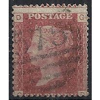 1858 SG43 1d Red Plate 103 Good/Fine Used Check Letters "GD".