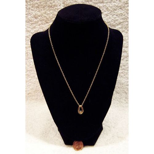 JEWELLERY # 19: Gold Plated Magnetic Necklace With Oval Mini Stone Pendant+Bonus