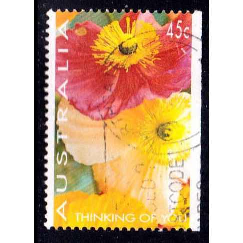 Australia 1994 Flowers 45c Used Booklet Stamp. Poppy