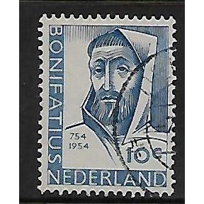 NETHERLANDS 1954 ST BONIFACE 10c BLUE SG 801 FINE USED