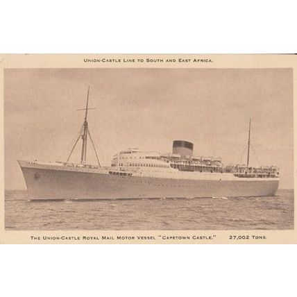 Capetown Castle Union Line Official Vintage Ship Postcard Unused Mint