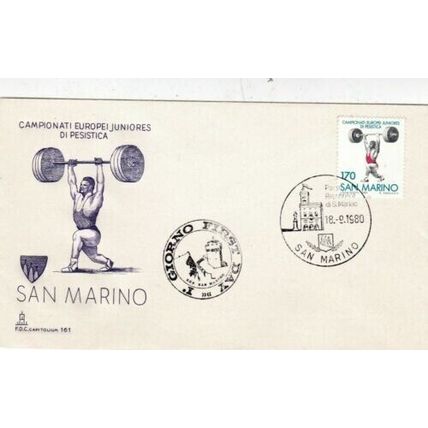 San Marino 1980 Weightlifting FDC Special cancel Unaddressed VGC