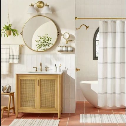 30" Round Bathroom Vanity Pivot Mirror - Brass Finish - Hearth & Hand