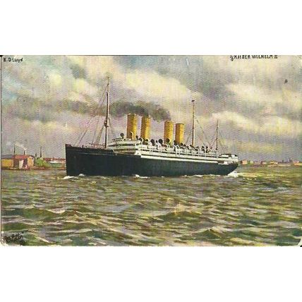 Norddeutscher Lloyd SS KAISER WILHELM II Tuck Oilette Postcard (9124)