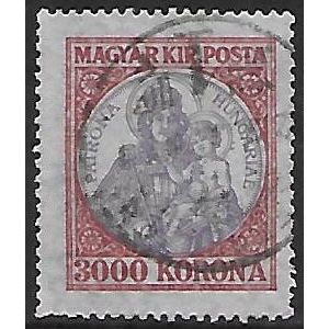 Mi 378: 3000 Kr. carmine/violet Definitive Stamp: Patrona Hungariae