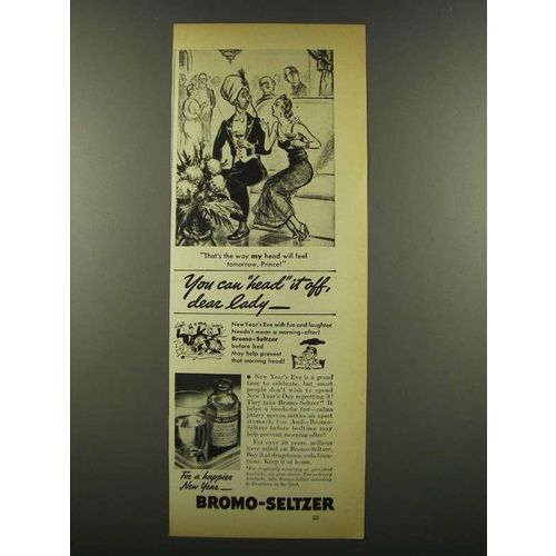 1940 Bromo-Seltzer Medicine Ad - Head it Off, Dear Lady