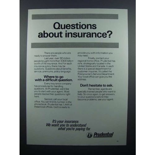 1976 Prudential Insurance Ad - Questions?