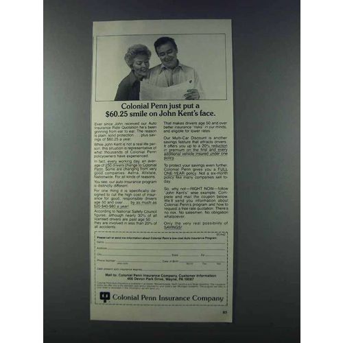 1981 Colonial Penn Insurance Ad - John Kent's Face