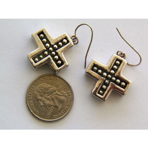 VNTG STERLING SILVER BOLD CROSS SHAPED EARRINGS