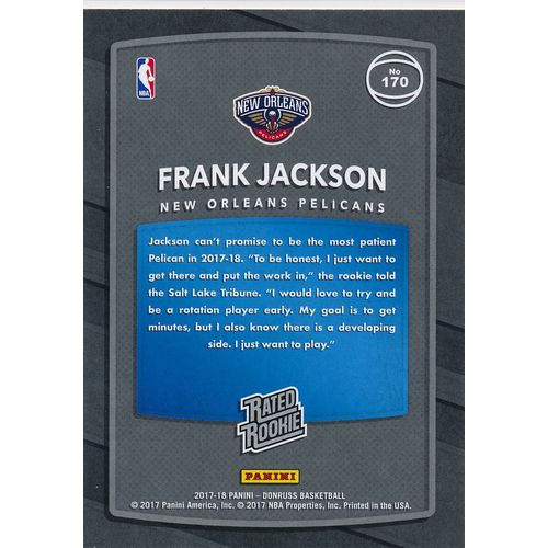 2017-18 Donruss Rated Rookie 170 Frank Jackson RC New Orleans Pelicans