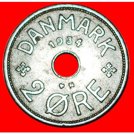 HOLE (1926-1940): DENMARK★2 ORE 1934! Christian X 1912-1947★LOW START★NO RESERVE