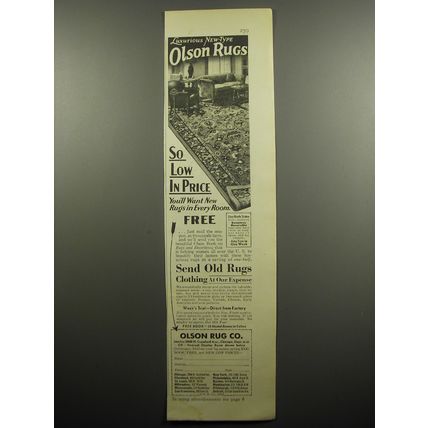 1932 Olson Rug Ad - So low in price youll want new rugs in every room
