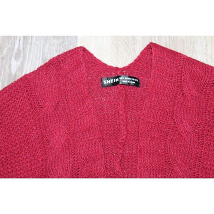 Womens Open Front Cardigan Size L Large Warm Long Sleeve Dual Pockets Maroon