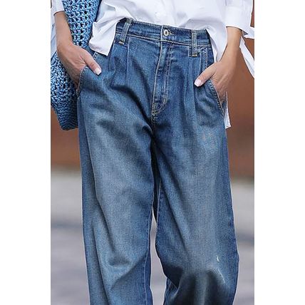 Blue Slouchy Wide Leg Jeans