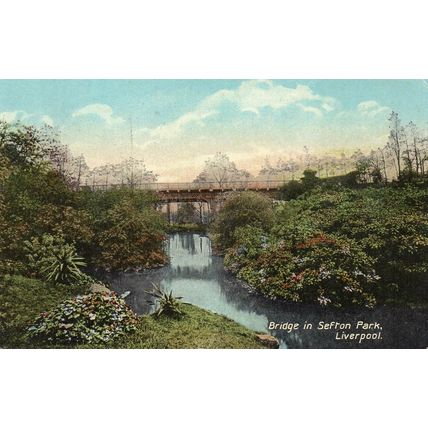 LIVERPOOL - Bridge in Sefton Park - Valentine's Original Postcard (2.95)