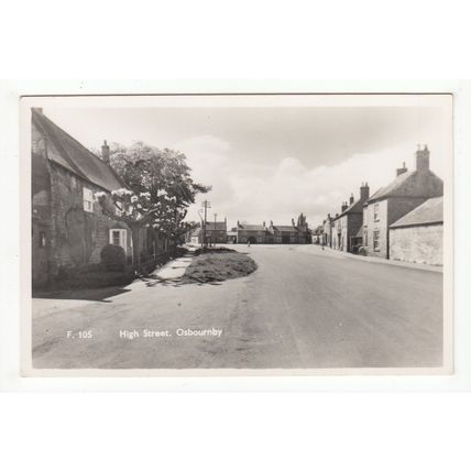 High Street Osbournby Postcard RP Lincolnshire