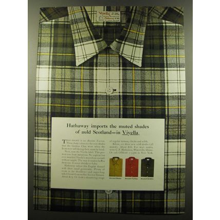 1959 Hathaway Shirts Ad - Hathaway imports the muted shades of auld Scotland