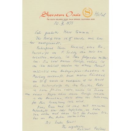 Kasimir Fajans Radiation Polish Jewish Chemist Hand Signed Letter