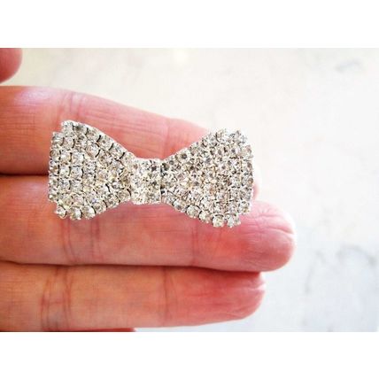 Small bow shaped crystal hair barrette clip bridal clip bridal barrette