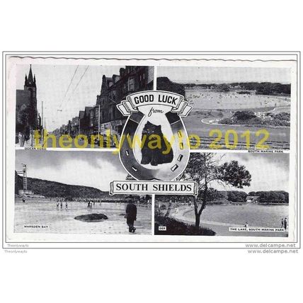 GOOD LUCK FROM SOUTH SHIELDS, 4 X SCENES, CO DURHAM, ENGLAND, 1965, Postcard