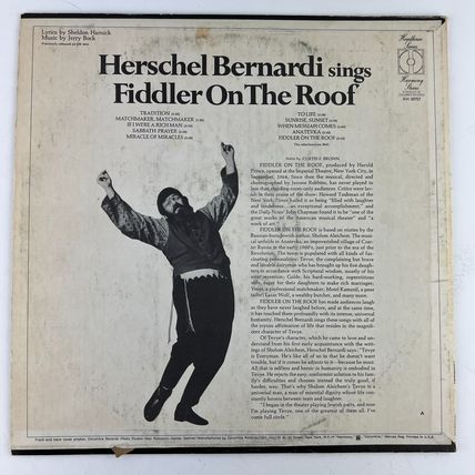 Herschel Bernardi Sings Fiddler On The Roof Vinyl LP Record Album KH-30757
