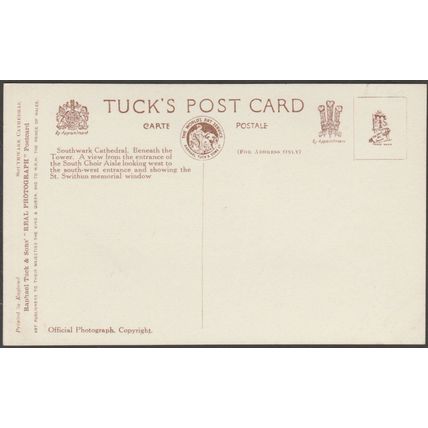 Entrance to South Choir Aisle, Southwark Cathedral, c.1930 - Tuck's RP Postcard