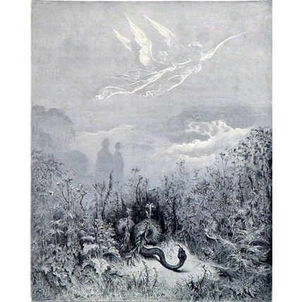 DANTE AND VIRGIL IN THE HAPPY VALLEY 1885 Gustave Doré ANTIQUE ENGRAVING