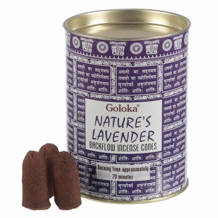 Goloka Backflow Incense Cones Pack of 24 Nature's Lavender Back Flow Cone