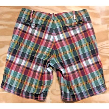 Polo Ralph Lauren Mens Size 29 Young Adult Shorts Green Red Plaid Chino Casual