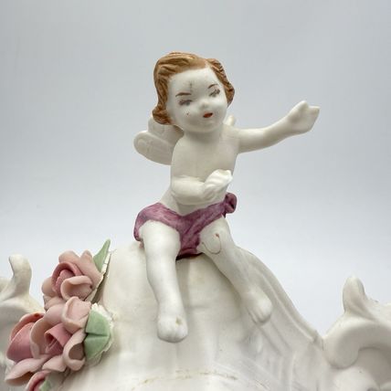 Vintage 1955 Louis Pierlot German Ceramic W/ Brass Mechanism WindUp Clock 9”