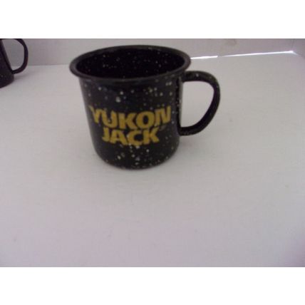 Vintage Yukon Jack Speckled Enamalware Black Mini Mugs Shot Glasses Set 2