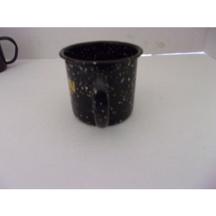 Vintage Yukon Jack Speckled Enamalware Black Mini Mugs Shot Glasses Set 2