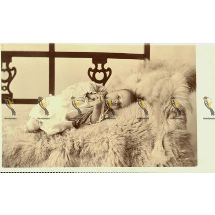 Cute Baby On Sheepskin Rug, RP Photo/Postcard