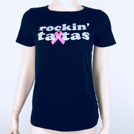 Rockin Tatas Womans S Breast Cancer Awareness T-Shirt Black Short Sleeves Shirt