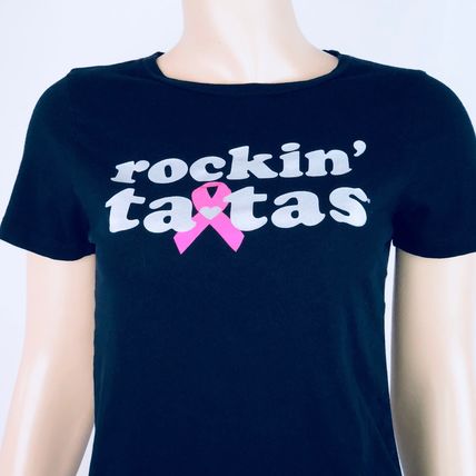 Rockin Tatas Womans S Breast Cancer Awareness T-Shirt Black Short Sleeves Shirt