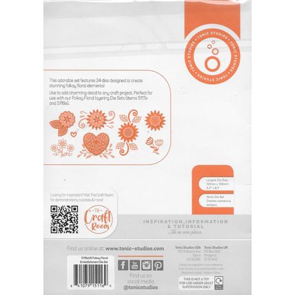 Tonic Studios. Folksy Floral Embellishments Die Set. Die Cutting Cardmaking