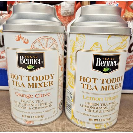 Benner Tea Co Hot Toddy Tea Mixer Orange Clove & Lemon Ginger 1.6oz 45g (2 Tins)